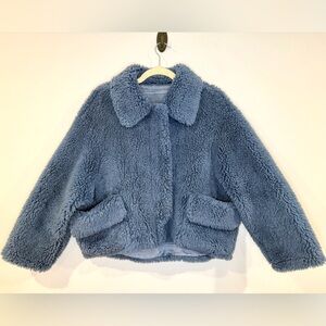 Blue Cropped Fuzzy Jacket
